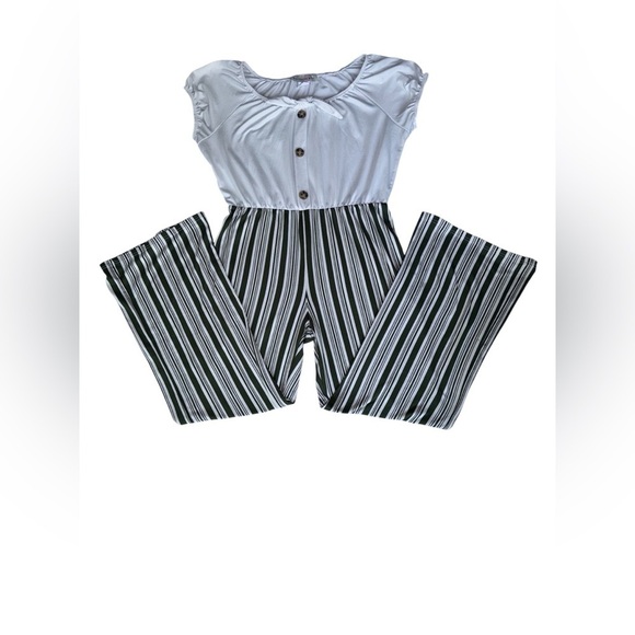 Glitter Girl Other - Stylish Kids Striped Romper in green  and White